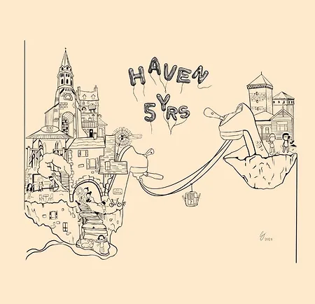 Dessin réalisé pour les 5 ans de Haven par GG notre barista.