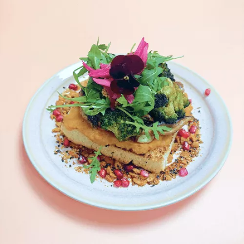 Photo de la focaccia d'hiver à la crème de courge chez Haven Annecy