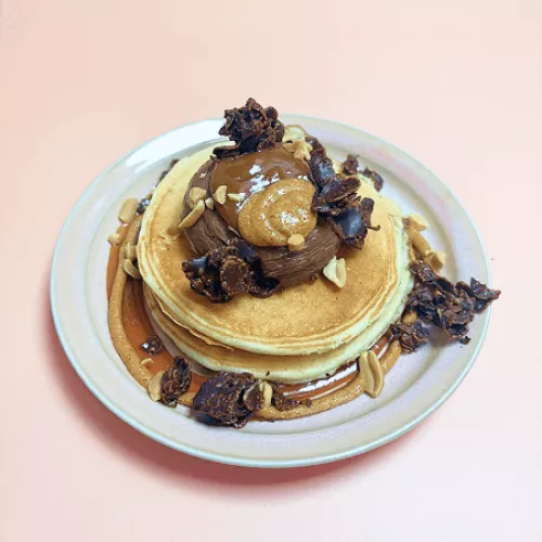 Photo des pancakes d'hiver chocolat cacahuetes chez Haven Annecy.