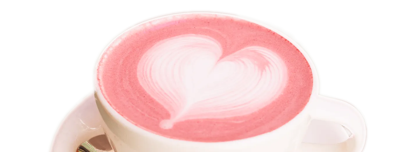 Photo d'un beetroot latte chez Haven annecy.